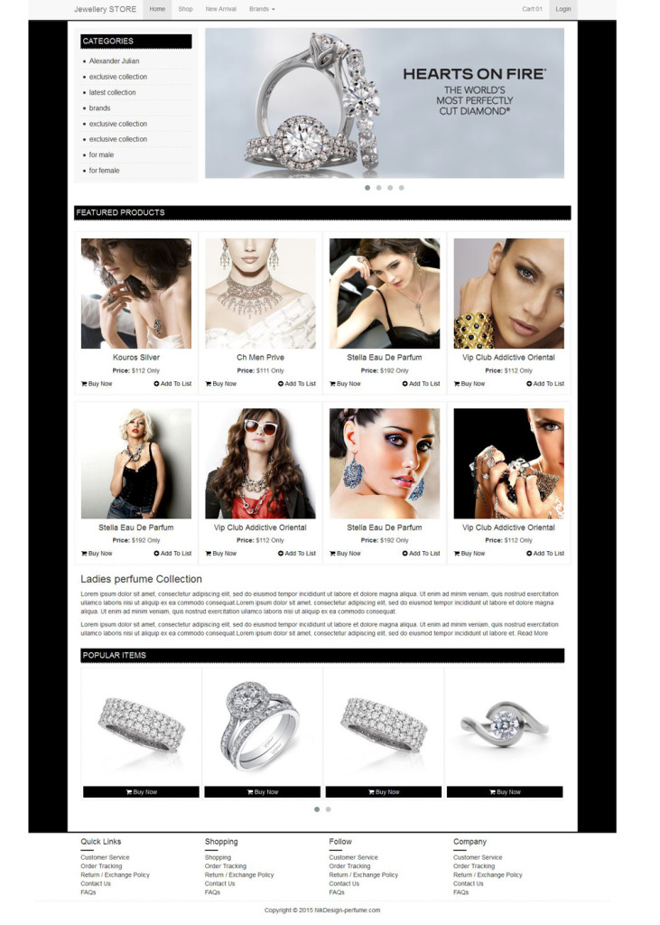 free jewellery website templates
